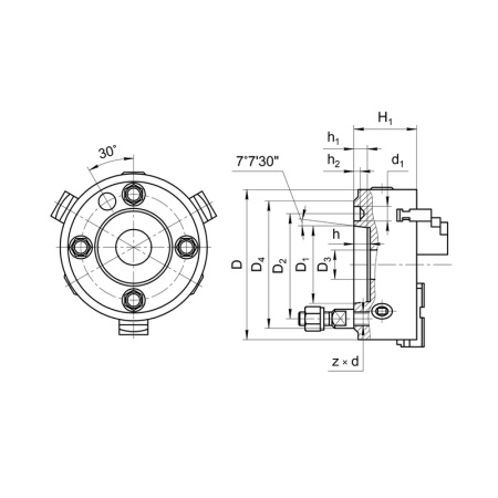 Патрон токарный 250-ПТ 3-x кулачковый (7100-0035П) К11/С6 7100-0035П с обратными кулачками Beltools