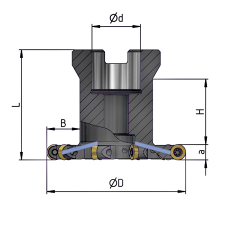 Фреза дисковая 63х8х22 R=4 с механическим креплением круглых пл-н RDEW 0803MOT Z=8 СОЖ AS100-R063.08.08.A22.C NOX «Русский Инструмент» (РИ)
