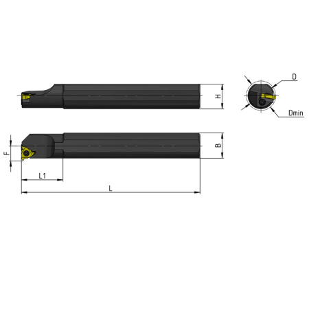 Резец резьбовой для нарезания внутренней резьбы D=32 L=250 SNL0032 S22 левый «Русский Инструмент» (РИ)