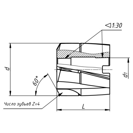 Зенкер насадной 34,5 ВК8 L=40мм dпос=16мм ГОСТ 3231-71 ХЗТМ им. Малышева