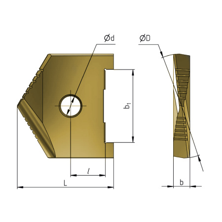 Сверло перовое (пластина) 30 Р6М5 по металлу TiN 2000-1212 ГОСТ 25526-82 Beltools