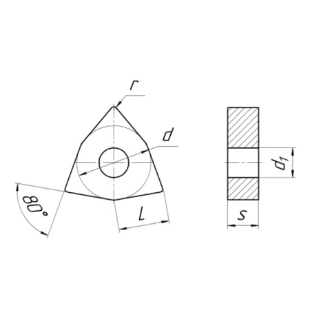 Пластина сменная шестигранная WNMG 080404-DN PC22M "ломаный треугольник" «Русский Инструмент» (РИ)