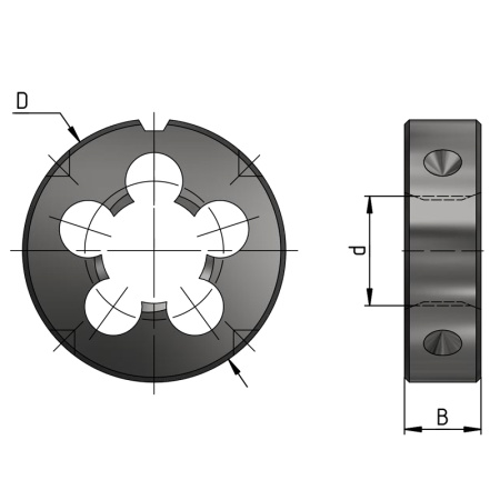 Плашка дюймовая 1'' 10 ниток BSF D=55мм резьба Уитворта Beltools