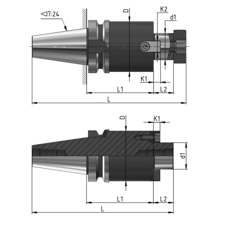 Оправка для фрез насадных торцевых 7:24 BT40-d27 BT40-FMB27-45 биение ≤0.003 Beltools