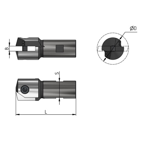 Оголовок к сборной оправке для перовых сверл 51-63 СОЖ ADMS200-R051063.02.C «Русский Инструмент» (РИ)