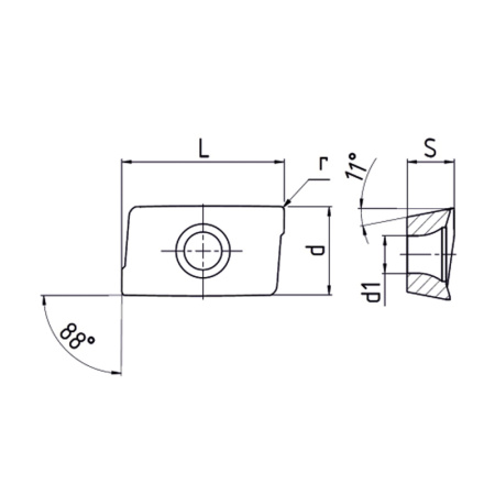 Пластина сменная параллелограммная APKT 11T316-RM MP15 «Русский Инструмент» (РИ)