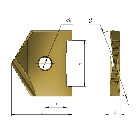Сверло перовое (пластина) 33 Р6М5 по металлу TiN 2000-1215 ГОСТ 25526-82 Beltools